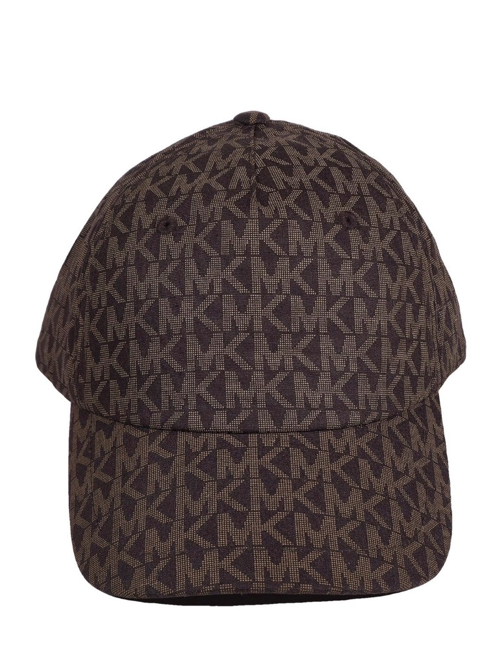 Michael Kors Dark Brown Monogram Cap with Tan Label